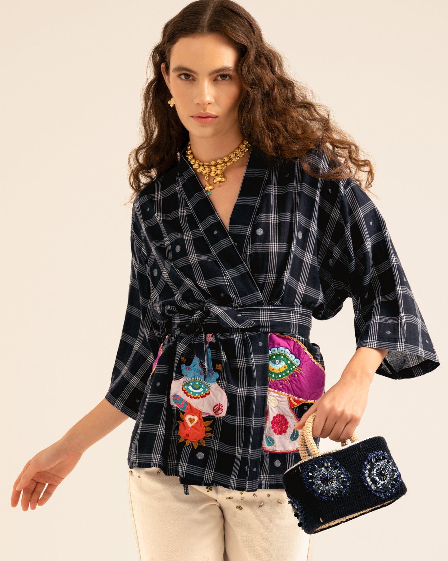 SHROOM MYSTERY WHITE KIMONO BLOUSE