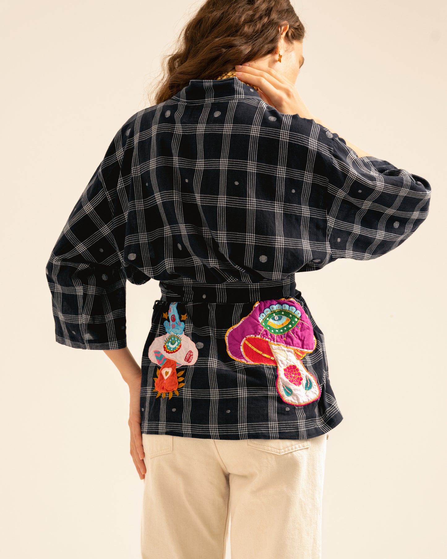 SHROOM MYSTERY BLACK KIMONO BLOUSE