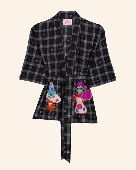 SHROOM MYSTERY BLACK KIMONO BLOUSE