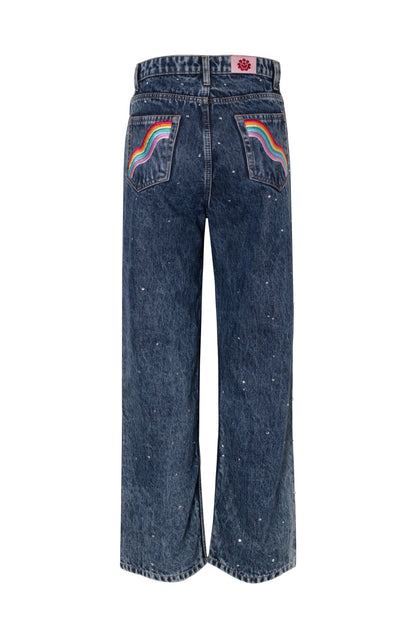 RAINBOW CRYSTAL DENIM PANT