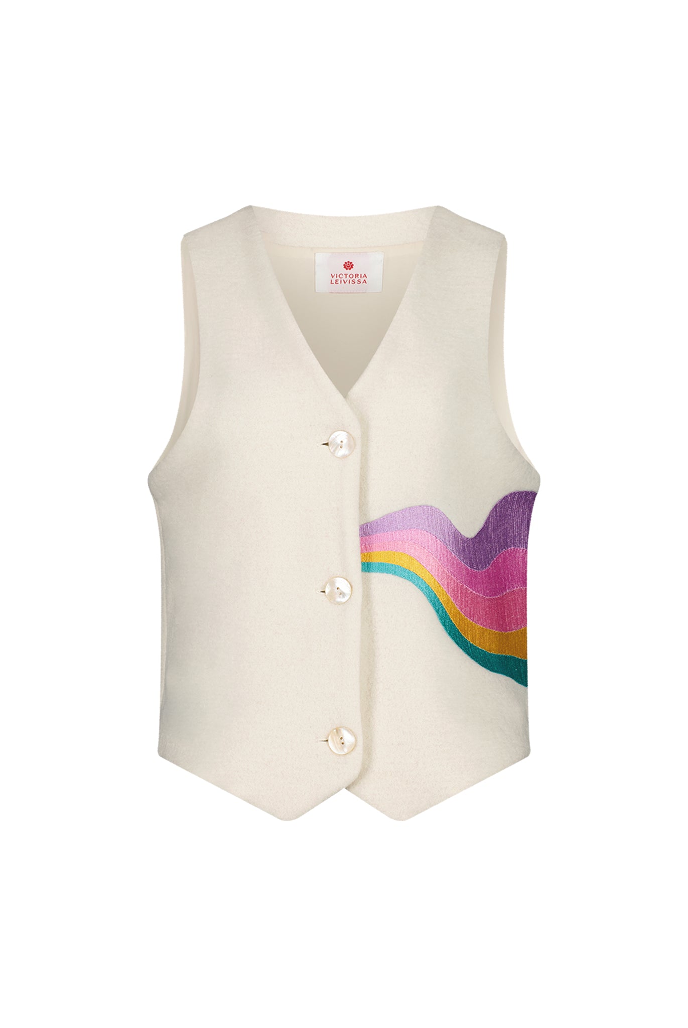 RAINBOW MUSHROOM CREAM WAISTCOAT