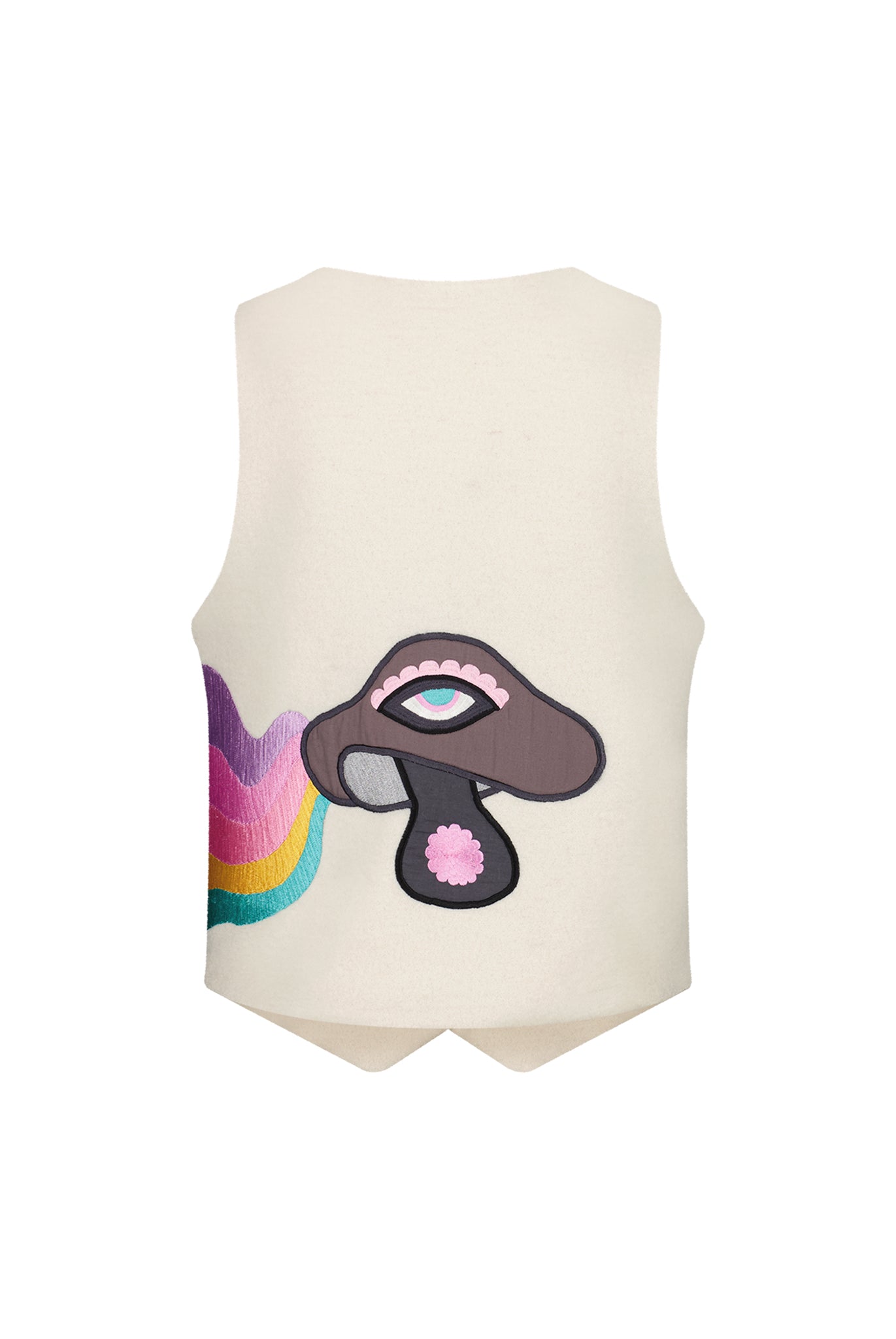 RAINBOW MUSHROOM CREAM WAISTCOAT