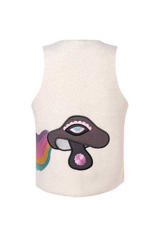 RAINBOW MUSHROOM CREAM WAISTCOAT