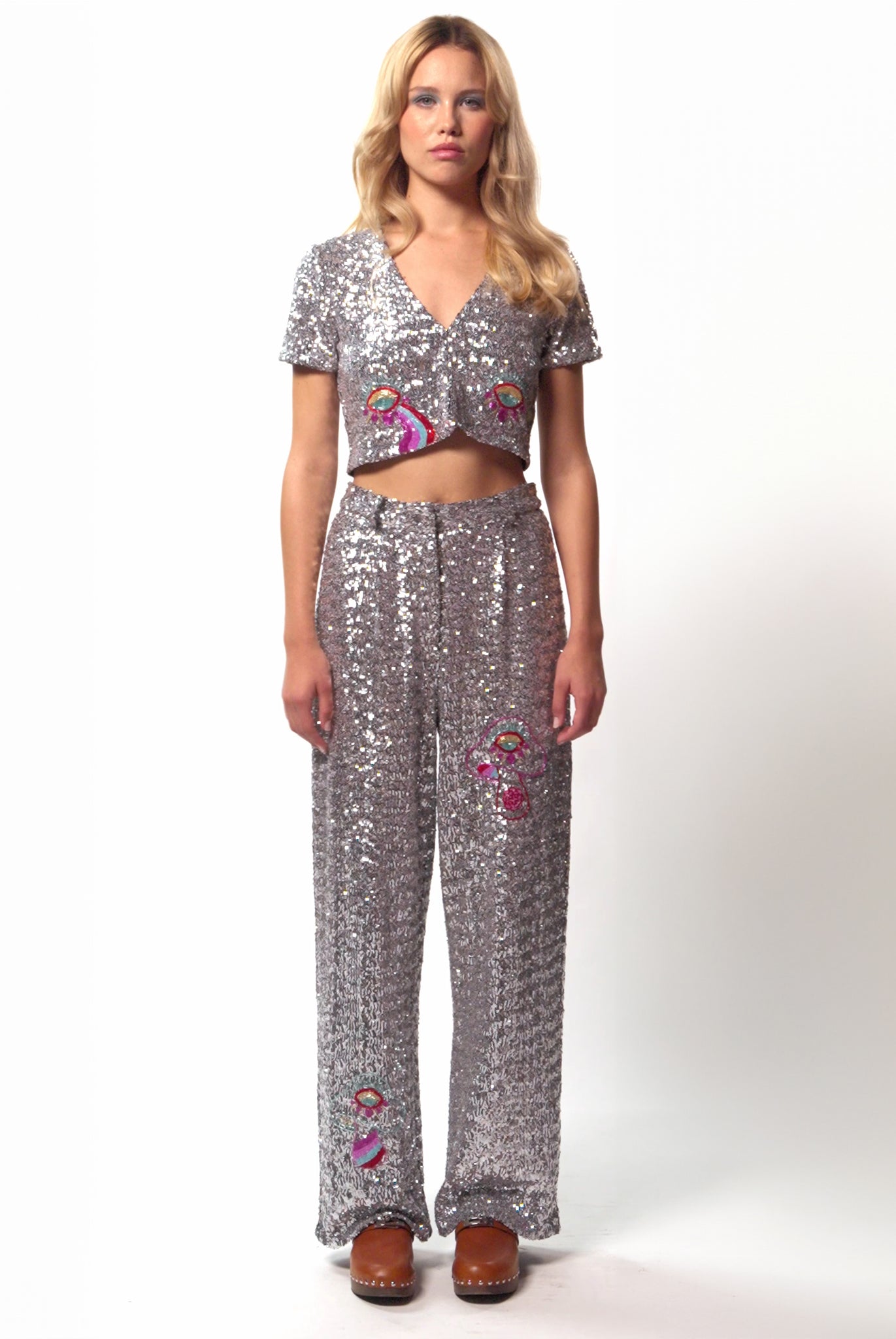 MAGIC MASCARADE SILVER CROP TOP