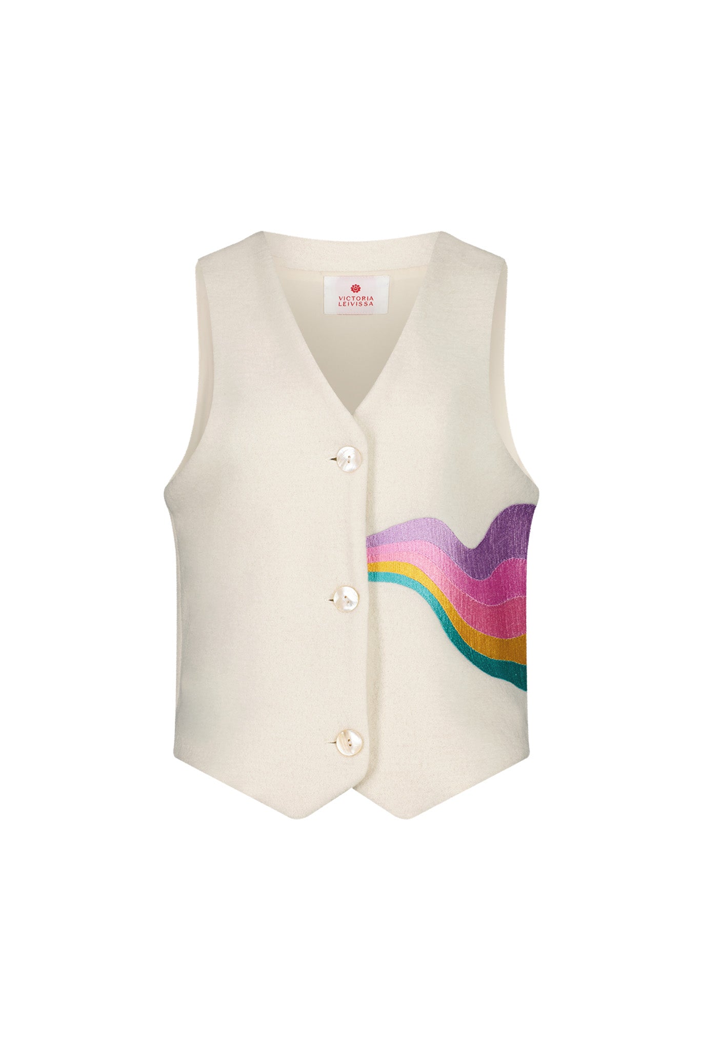 RAINBOW MUSHROOM CREAM WAISTCOAT