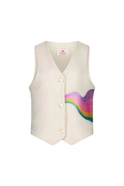 RAINBOW MUSHROOM CREAM WAISTCOAT