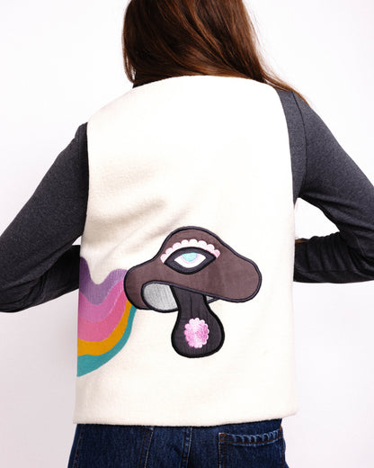 RAINBOW MUSHROOM CREAM WAISTCOAT