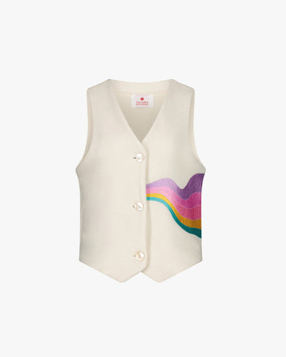 RAINBOW MUSHROOM CREAM WAISTCOAT